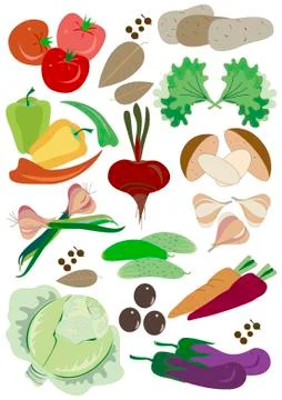 Vegetables  for dinner. Stock Illustration