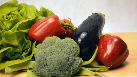 Vegetables on Display Over White Background Stock Footage 92112489