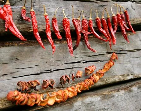 Vegetables drying in the sun Stock Photos
