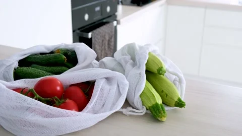 Vegetables in eco bags Stock Footage 166892161