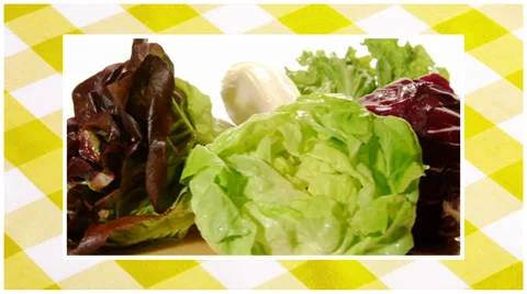 Vegetables edited sequence over yellow tablecloth background Stockbeeldmateriaal 34716074