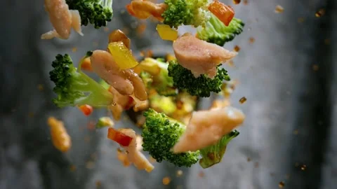 Vegetables falling out of focus Stock Footage 219488740