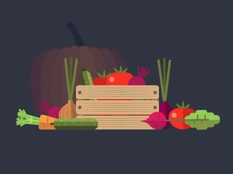 Vegetables farm flat design Stock Illustration