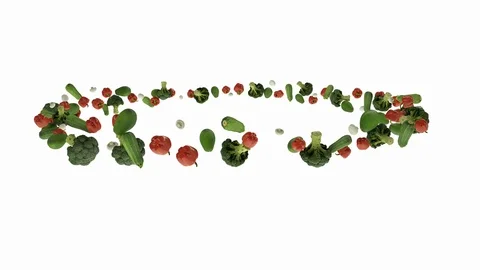 Vegetables flying in circle, seamless loop, against white Stock Footage 125313545