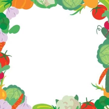 Vegetables Frame on a white background Stock Illustration