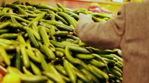Vegetables fruits salad apple banana orange healthy merchandise supermarket diet Stock Footage