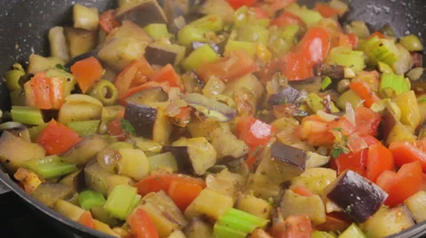 Vegetables frying Stock Footage 32360628