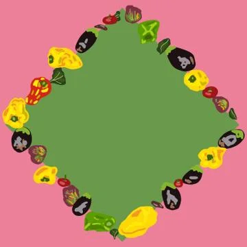 Vegetables geometric frame for text Stock Illustration