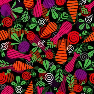 Vegetables geometric pattern seamless. Vegetable background Stock Illustration