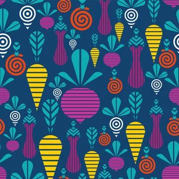Vegetables geometric pattern seamless. Vegetable background Stock Illustration