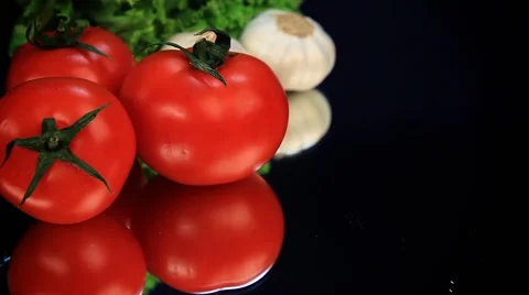 Vegetables on glass table Stock Footage 45504168