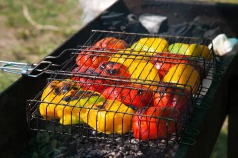 Vegetables on the grill Stock Photos