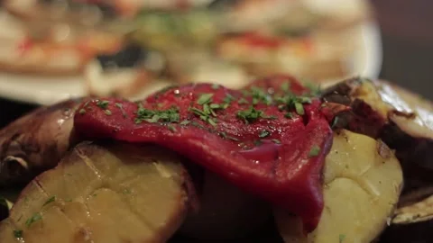 Vegetables grilled in a barbecue Stock Footage 131988554