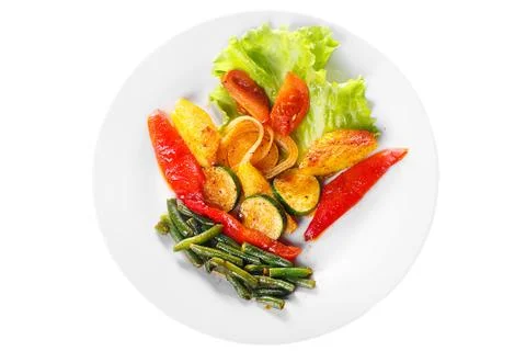 Vegetables grilled portion white isolated Stock Photos