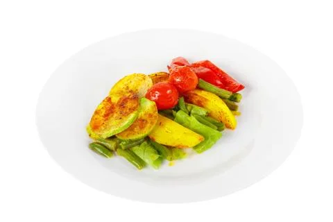 Vegetables grilled portion white isolated Stock Photos