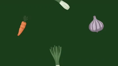 Vegetables healthy food pattern animation Stock Footage 220360999