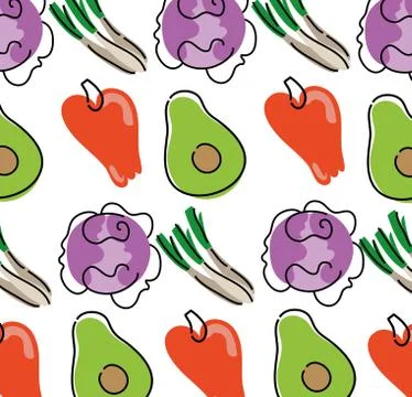 Vegetables healthy food pattern background Illustrazione stock