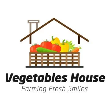 Vegetables House Logo Vector Design Template Stock Illustration
