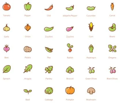 Vegetables icon set Stock Illustration