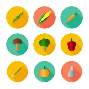 Vegetables icon set Stock Illustration
