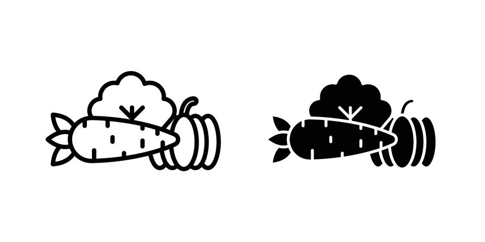 Vegetables icon vector concepts, line and silhouette style Illustrazione stock