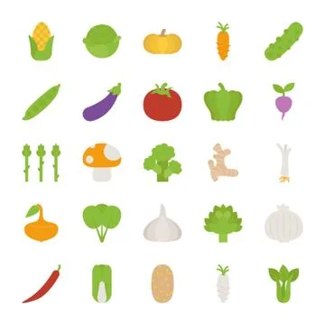Vegetables  icons , flat design Stock Illustration