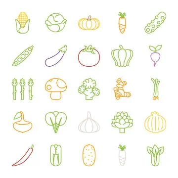 Vegetables  icons , flat design Stock Illustration