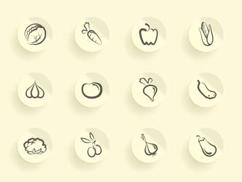 Vegetables icons Stock Illustration