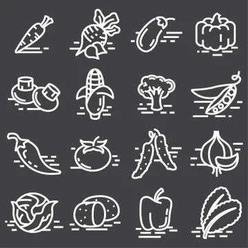Vegetables icons line set Stock Illustration