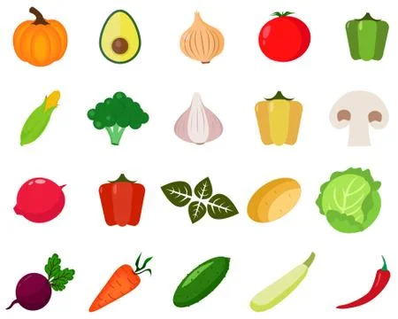 Vegetables icons set Stock Illustration