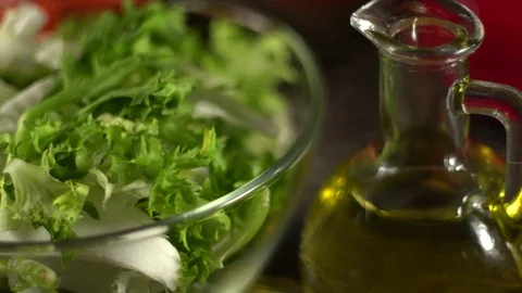 Vegetables ingridients for salad on rustic wooden background. Stock Footage 74808875