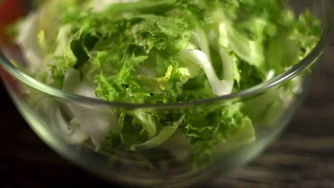 Vegetables ingridients for salad on rustic wooden background. Stock-Footage 74810052