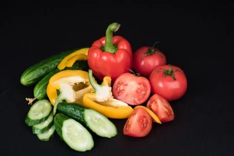 Vegetables isolated on a black background Stock Photos