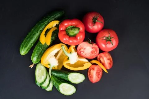 Vegetables isolated on a black background Stock Photos