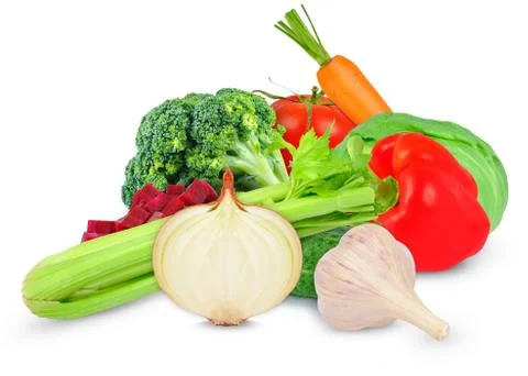Vegetables isolated on white background Stock Photos