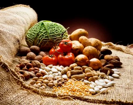 Vegetables on jute Stock Photos