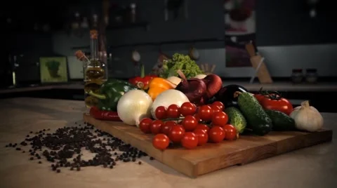 Vegetables in the kitchen interior 2 Stock Footage 45504272