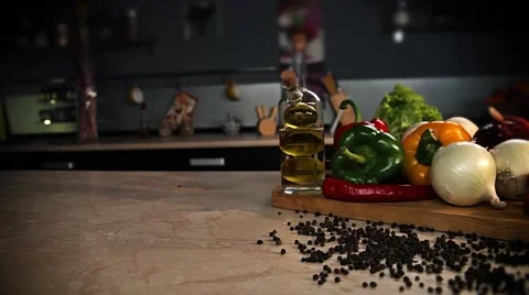 Vegetables in the kitchen interior 3 Stock Footage 45504377