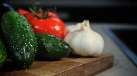 Vegetables in the kitchen interior Stock Footage 45504351