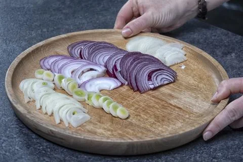 Vegetables on the kitchen table ready for cooking. Stock Photos