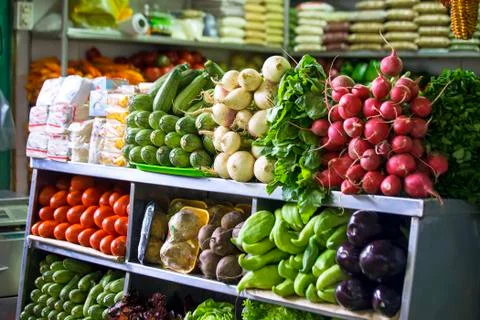 Vegetables at a market Stock Photos