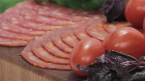 Vegetables, meat, cheese, and tomato juice Stock-Footage 21303615