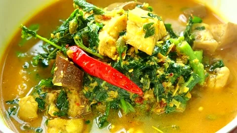 Vegetables mixed curry or Kang Care, Thai famous northern food. Stock Footage 221007119