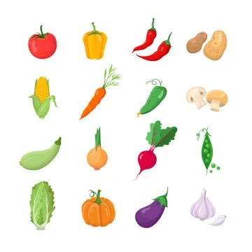 Vegetables - modern vector icons set Illustrazione stock