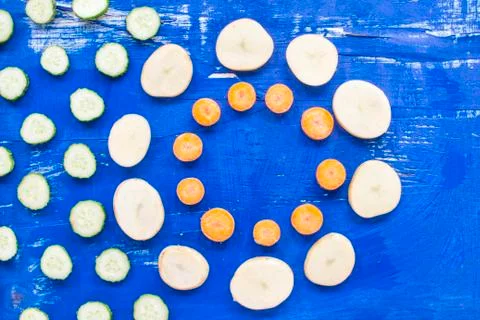 Vegetables on old wood surface Stock Photos