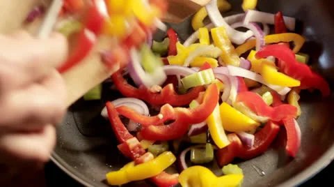 Vegetables in pan overhead Stock Footage 23137368