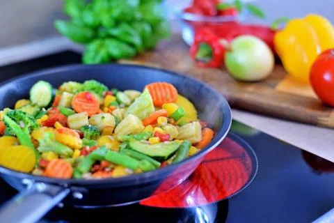 Vegetables in a pan. Stock Photos