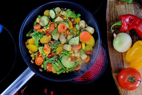 Vegetables in a pan. Stock Photos