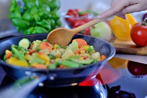 Vegetables in a pan. Stock Photos