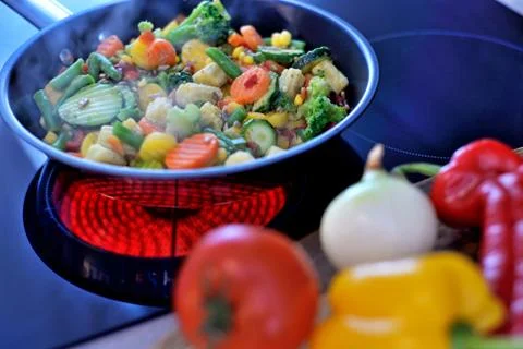 Vegetables in a pan. Stock Photos